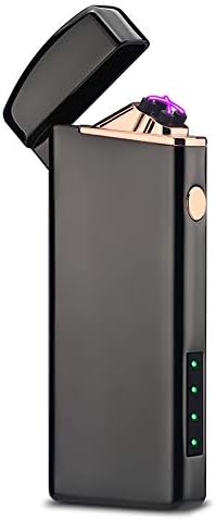 LcFun Electric USB Rechargeable Lighter, Windproof Plasma Dual Arc Lighter with LED Battery Indication, Electronic Flameless Cool Lighters Gifts for Men Fathers Husband (Black Dragon)