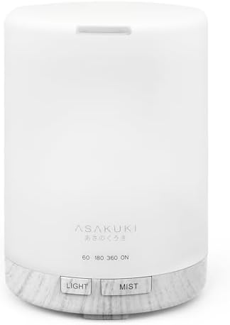 ASAKUKI 300ML Essential Oil Diffuser, Quiet 5-in-1 Premium Humidifier, Natural Home Fragrance Aroma Diffuser with 7 LED Color Changing Light and Auto-Off Safety Switch-Light Brown