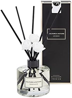 CULTURE & NATURE Reed Diffuser Set 6.7oz (200ml) Clean Cotton Scented Diffuser with Sticks Home Fragrance Reed Diffuser for Bathroom Shelf Decor