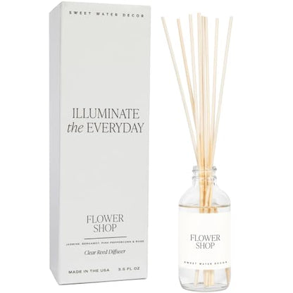 Sweet Water Decor Salt & Sea Reed Diffuser Set - Sea Salt Citrus & Musk Amber Scent Diffuser - Reed Diffusers for Home with Long Lasting Fragrance - Non-Toxic Oil Reed Diffuser - Made in the USA
