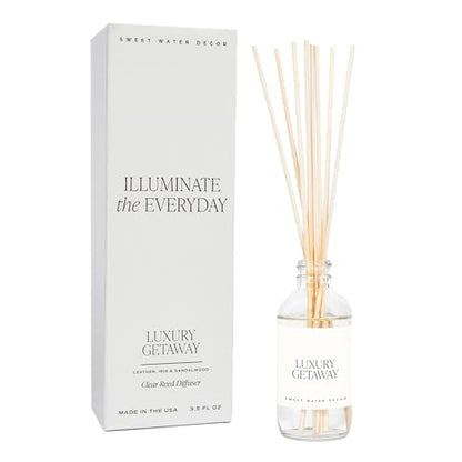Sweet Water Decor Salt & Sea Reed Diffuser Set - Sea Salt Citrus & Musk Amber Scent Diffuser - Reed Diffusers for Home with Long Lasting Fragrance - Non-Toxic Oil Reed Diffuser - Made in the USA