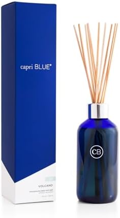 Capri Blue Volcano Reed Diffuser Set - Comes with Reed Diffuser Sticks, Fragrance Oil, and Glass Bottle Oil Diffuser - Aromatherapy Diffuser - White Diffuser (8 fl oz)