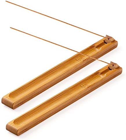 Bamboo Wood Incense Holder for Sticks with Adjustable Angle, Incense Burner with Ash Catcher, 9.8 Inches