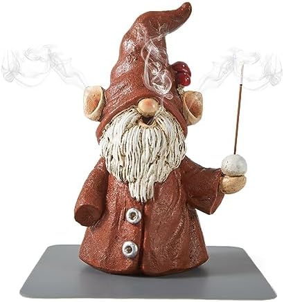 Gnome Incense Holder for Sticks, Incense Cone Burner Ornaments, Gnome Decor for Desk, Unique Gnome Gifts for Women Men