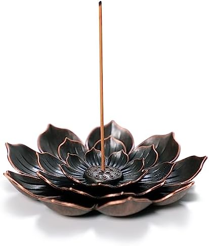 GARMOLY Incense Burner, Incense Holder for Sticks, Brass Lotus Incense Stick Holder and Detachable Ash Catcher