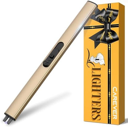 Candle Lighter Stocking Stuffers for Women Men, Electric Candle Lighter USB Rechargeable Graduation Gifts for Him Wife Grandma Girlfriend Safety Lock Long Lighters for Grill Home Kitchen BBQ Camping