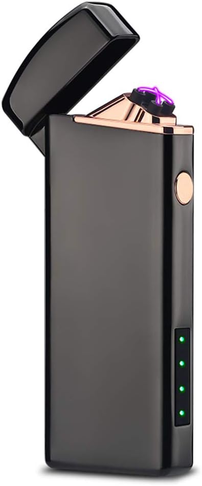 LcFun Electric USB Rechargeable Lighter, Windproof Plasma Dual Arc Lighter with LED Battery Indication, Electronic Flameless Cool Lighters Gifts for Men Fathers Husband (Black Dragon)