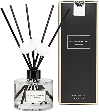 CULTURE & NATURE Reed Diffuser Set 6.7oz (200ml) Clean Cotton Scented Diffuser with Sticks Home Fragrance Reed Diffuser for Bathroom Shelf Decor