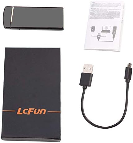 LcFun Electric USB Rechargeable Lighter, Windproof Plasma Dual Arc Lighter with LED Battery Indication, Electronic Flameless Cool Lighters Gifts for Men Fathers Husband (Black Dragon)