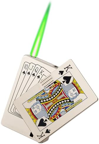 Jet Torch Lighter, Green Flame Ace Card Lighter, Refillable Butane Lighter, Ace of Spades Cool Lighter Windproof Poker Design, Gift for Men/Women