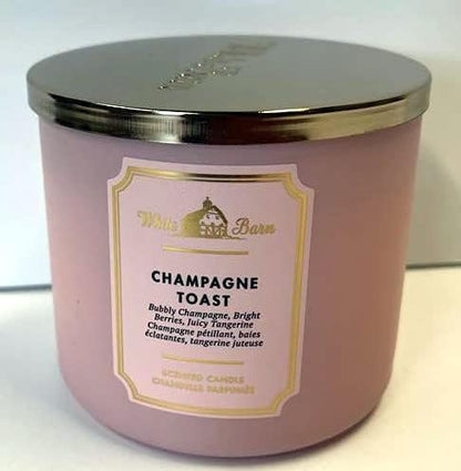 Bath and Body Works White Barn Champagne Toast 3 Wick Candle 14.5 Ounce Basic White Barn Label, Scented