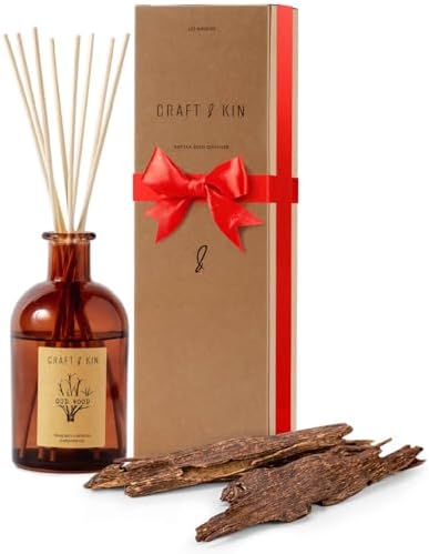 Jasmine & Lily Reed Diffuser | Includes All Natural Essential Oil & 8 Rattan Scent Sticks | Reed Diffuser Set for Bathroom | Reed Diffusers for Home | Long Lasting Home Fragrance in Amber Glass - 5.75oz