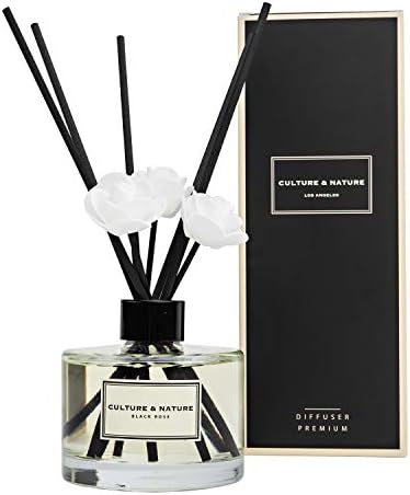 CULTURE & NATURE Reed Diffuser Set 6.7oz (200ml) Clean Cotton Scented Diffuser with Sticks Home Fragrance Reed Diffuser for Bathroom Shelf Decor