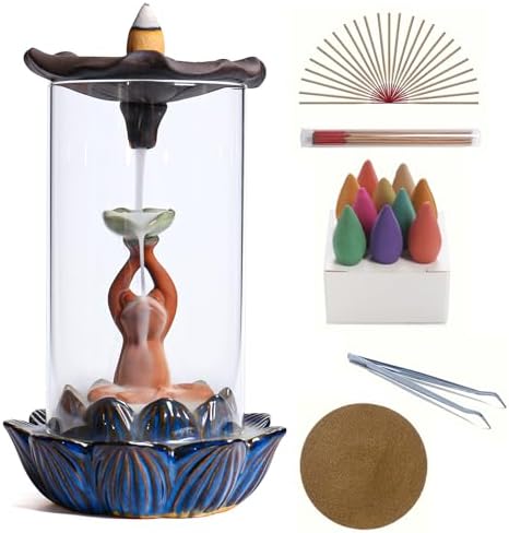 ChangWanna Frog Incense Stick Holder - Ceramic Insence Burner Ash Catcher, Insense Stand with 45 Sandalwood Sticks, Ornament for Aromatherapy/Yoga/Meditation/Home Living Room Office Decor