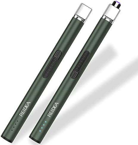 REIDEA Lighter Electric for Candle S4 Pro USB Rechargeable Safety Lock with LED Battery Indicator Flameless Windproof Arc Plasma Lighter for Candle, Fireworks (Champagne Gold)