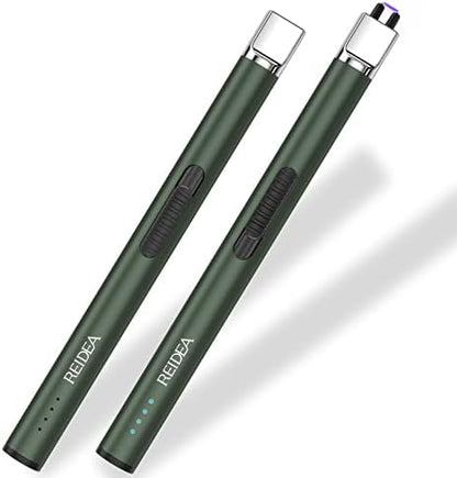 REIDEA Lighter Electric for Candle S4 Pro USB Rechargeable Safety Lock with LED Battery Indicator Flameless Windproof Arc Plasma Lighter for Candle, Fireworks (Champagne Gold)
