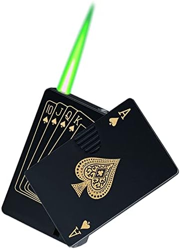 Jet Torch Lighter, Green Flame Ace Card Lighter, Refillable Butane Lighter, Ace of Spades Cool Lighter Windproof Poker Design, Gift for Men/Women