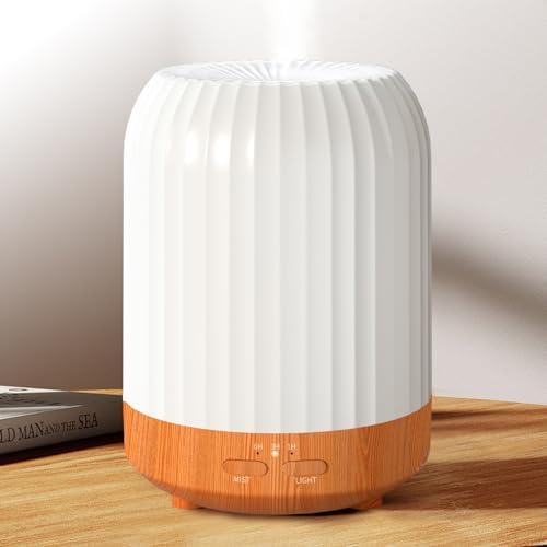 BDXXJ Essential Oil Diffuser for Bedroom, Quiet Humidifiers for Home, Ultrasonic 250ML Small Aromatherapy Diffuser, 7 LED Color Safety Auto-Off Timer, for Baby Bedroom, Hotel, Plant, Wood Pattern