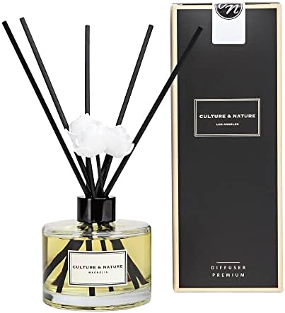 CULTURE & NATURE Reed Diffuser Set 6.7oz (200ml) Clean Cotton Scented Diffuser with Sticks Home Fragrance Reed Diffuser for Bathroom Shelf Decor