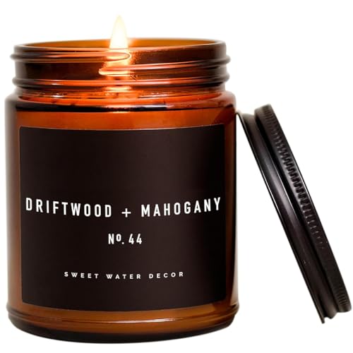 Sweet Water Decor Warm and Cozy Soy Candle - Orange Peel, Cinnamon, Ginger and Clove Scented Candles for Home - 9oz Amber Jar   Black Lid, 40  Hour Burn Time, Made in the USA