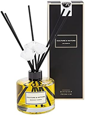 CULTURE & NATURE Reed Diffuser Set 6.7oz (200ml) Clean Cotton Scented Diffuser with Sticks Home Fragrance Reed Diffuser for Bathroom Shelf Decor