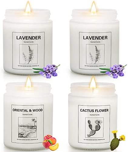 4 Pack Candles for Home Scented, Lavender Candles Set, Aromatherapy Jar Candles for Home, 28 oz 200 Hour Long Lasting Candles, Scented Candles Gifts Set for Women, Birthday, Valentine, Anniversary