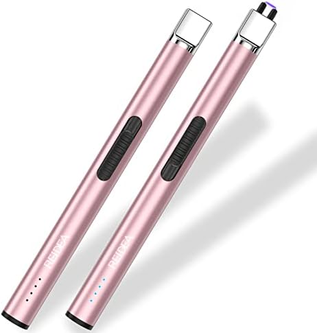 REIDEA Lighter Electric for Candle S4 Pro USB Rechargeable Safety Lock with LED Battery Indicator Flameless Windproof Arc Plasma Lighter for Candle, Fireworks (Champagne Gold)