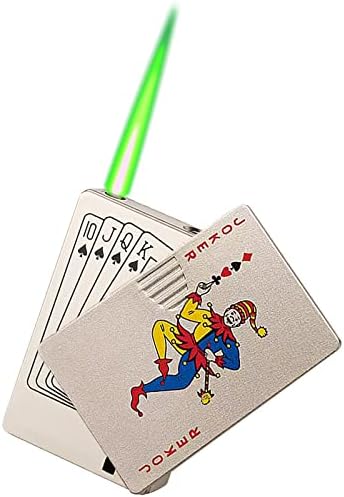 Jet Torch Lighter, Green Flame Ace Card Lighter, Refillable Butane Lighter, Ace of Spades Cool Lighter Windproof Poker Design, Gift for Men/Women