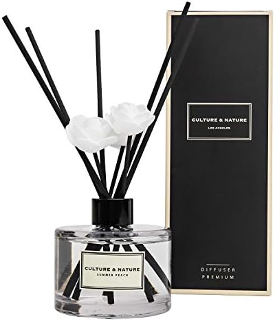 CULTURE & NATURE Reed Diffuser Set 6.7oz (200ml) Clean Cotton Scented Diffuser with Sticks Home Fragrance Reed Diffuser for Bathroom Shelf Decor