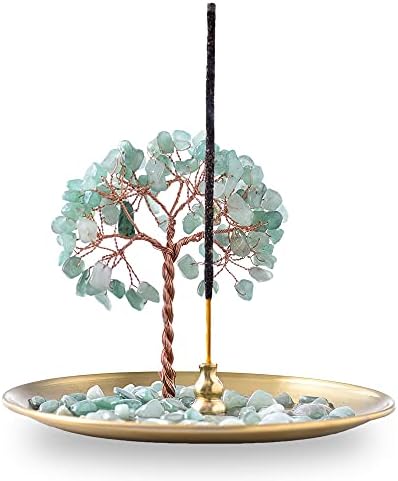 Incense Holder for Sticks, Healing Crystal Stone Money Tree Incense Burner, Ash Catcher for Yoga, Meditation and Home Decor