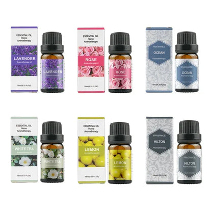 500ML Aromatherapy Oil Diffuser, Aroma Diffuser with 6 Bottle 10ML Essential Oil Set (Lavender, Rose, Jasmine, Lemon, Hilton, Ocean)