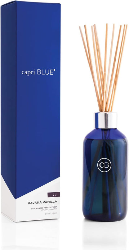 Capri Blue Volcano Reed Diffuser Set - Comes with Reed Diffuser Sticks, Fragrance Oil, and Glass Bottle Oil Diffuser - Aromatherapy Diffuser - White Diffuser (8 fl oz)