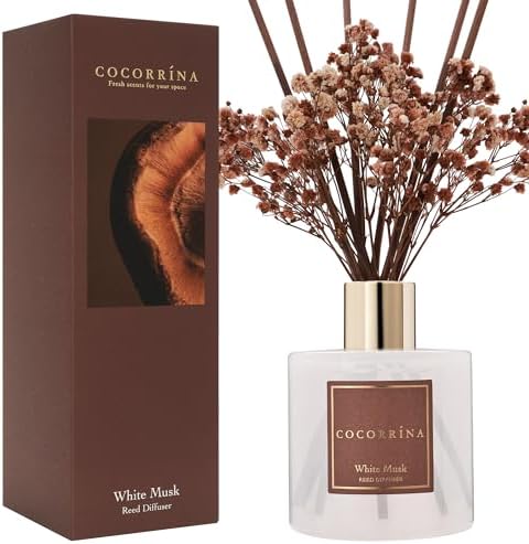 COCORRÍNA Reed Diffuser Set, Clean Linen Scented Diffuser with Sticks Home Fragrance Reed Diffuser for Bathroom Shelf Decor