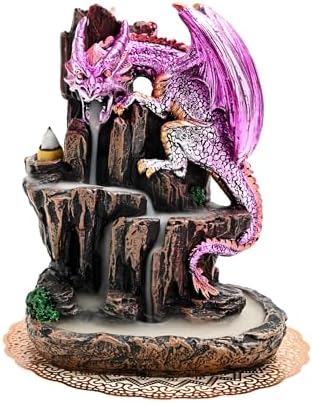 Zvaiuk Dragon Backflow 2 Sided Mountain Waterfall Incense Burner,Fountain Smoke Incense Holder with Backflow Incense Cones, Tweezers, Mat，Resin Aromatherapy Meditationvaiuk (Green)