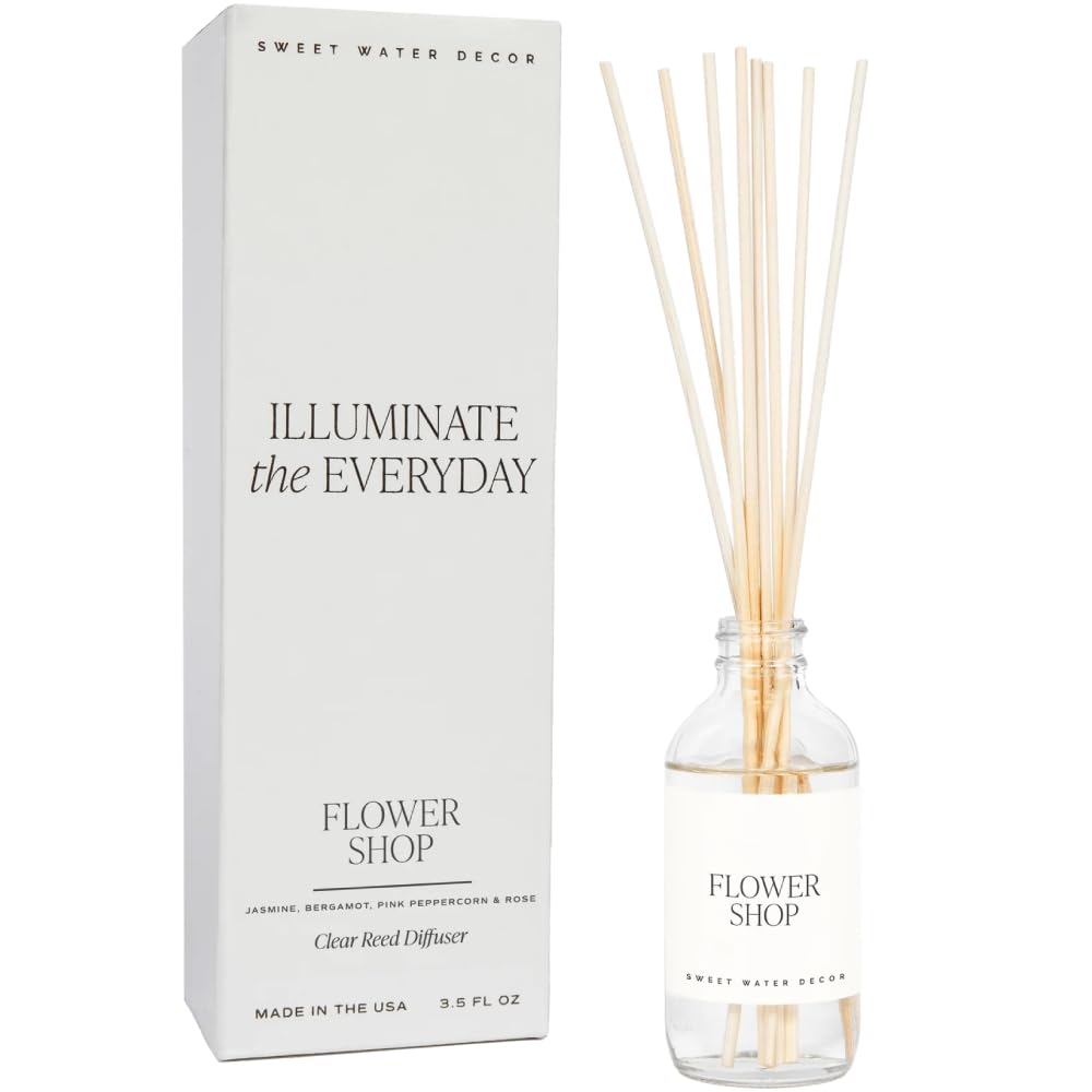 Sweet Water Decor Salt & Sea Reed Diffuser Set - Sea Salt Citrus & Musk Amber Scent Diffuser - Reed Diffusers for Home with Long Lasting Fragrance - Non-Toxic Oil Reed Diffuser - Made in the USA