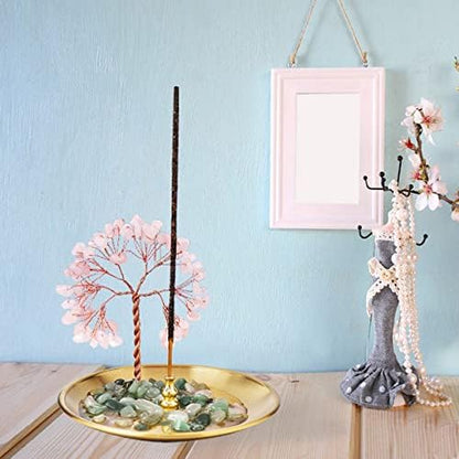 Incense Holder for Sticks, Healing Crystal Stone Money Tree Incense Burner, Ash Catcher for Yoga, Meditation and Home Decor