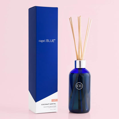 Capri Blue Volcano Reed Diffuser Set - Comes with Reed Diffuser Sticks, Fragrance Oil, and Glass Bottle Oil Diffuser - Aromatherapy Diffuser - White Diffuser (8 fl oz)