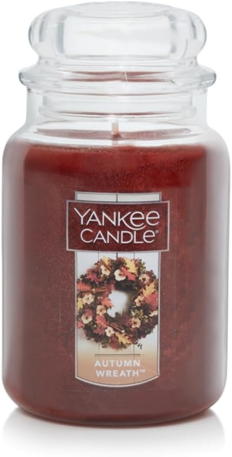 Yankee Candle | Autumn Wreath Scented, Classic 22oz Large Jar Single Wick Aromatherapy Candle, Over 110 Hours of Burn Time, Fall Fragrance