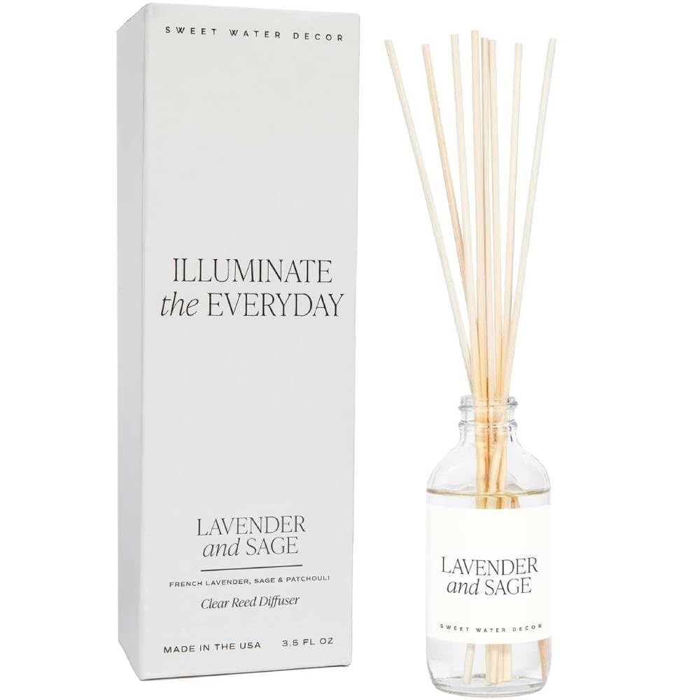 Sweet Water Decor Salt & Sea Reed Diffuser Set - Sea Salt Citrus & Musk Amber Scent Diffuser - Reed Diffusers for Home with Long Lasting Fragrance - Non-Toxic Oil Reed Diffuser - Made in the USA