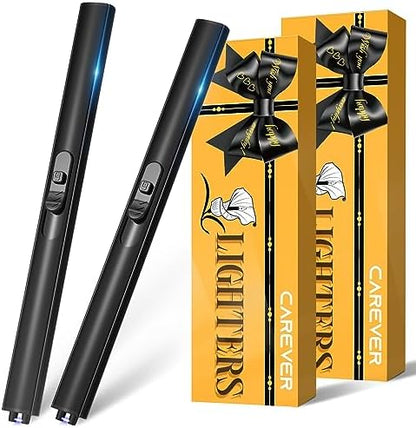 Candle Lighter Stocking Stuffers for Women Men, Electric Candle Lighter USB Rechargeable Graduation Gifts for Him Wife Grandma Girlfriend Safety Lock Long Lighters for Grill Home Kitchen BBQ Camping