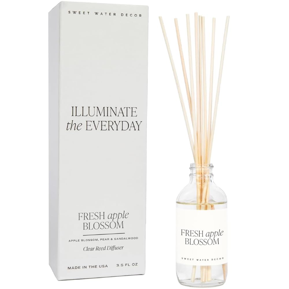 Sweet Water Decor Salt & Sea Reed Diffuser Set - Sea Salt Citrus & Musk Amber Scent Diffuser - Reed Diffusers for Home with Long Lasting Fragrance - Non-Toxic Oil Reed Diffuser - Made in the USA