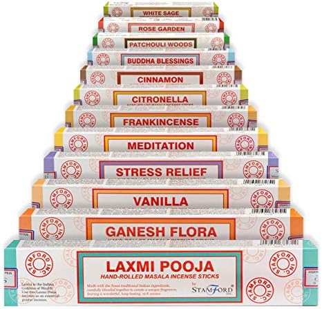 Satya Premium Mix Assorted Incense Sticks Set of 12 Pack | for Meditation, Aromatherapy, Healing, Yoga, Positivity and Relaxation | 180 Sticks (12Packs X 15Sticks)