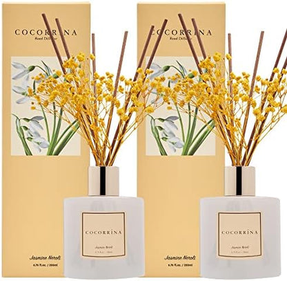 COCORRÍNA Reed Diffuser Set, Clean Linen Scented Diffuser with Sticks Home Fragrance Reed Diffuser for Bathroom Shelf Decor