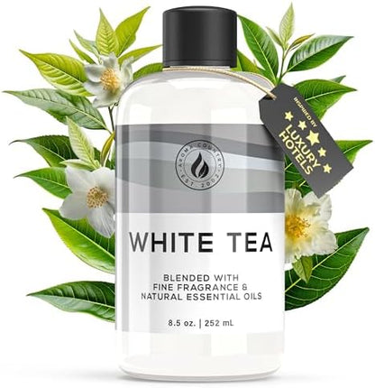 Aroma Country White Tea Diffuser Oil - Luxury Essential Oils for Diffuser Refill & Air Freshener Room Spray, Long-Lasting, Natural Home Fragrance and Hotel Scent for Diffusers & Machines - 8.5 Fl. oz