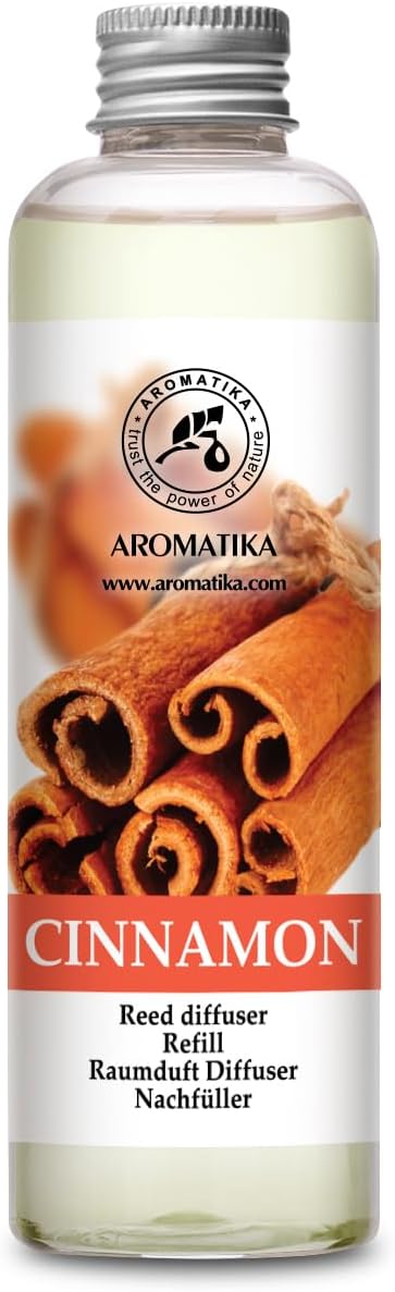 Cinnamon Reed Diffuser Refill with Natural Essential Cinnamon Oil 6.8 Fl Oz - Fresh & Long Lasting Fragrance - Reed Diffuser Oil Refill for Aromatherapy - Home - Fitness - Boutique