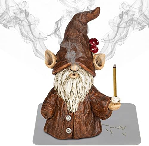 Gnome Incense Holder for Sticks, Incense Cone Burner Ornaments, Gnome Decor for Desk, Unique Gnome Gifts for Women Men