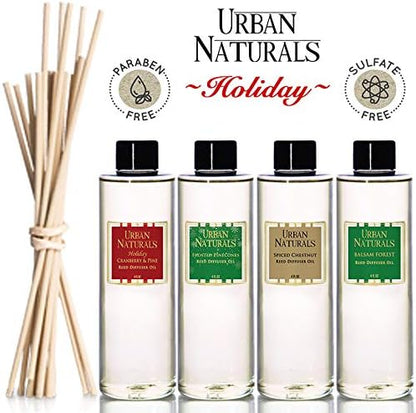 Urban Naturals Eucalyptus &amp; Sage Oil Reed Diffuser Refill | Eucalyptus, Sage, Mint, Lime and Cedarwood| Includes a Free Set of Reed Sticks! 4 oz