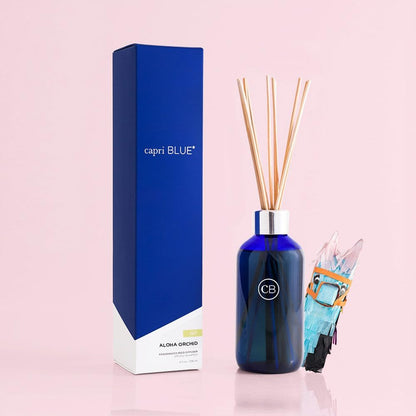 Capri Blue Volcano Reed Diffuser Set - Comes with Reed Diffuser Sticks, Fragrance Oil, and Glass Bottle Oil Diffuser - Aromatherapy Diffuser - White Diffuser (8 fl oz)