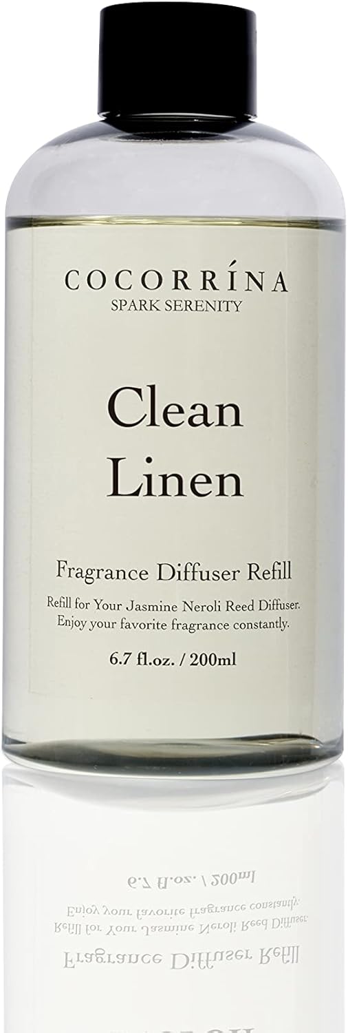 COCORRÍNA Reed Diffuser Set, Clean Linen Scented Diffuser with Sticks Home Fragrance Reed Diffuser for Bathroom Shelf Decor