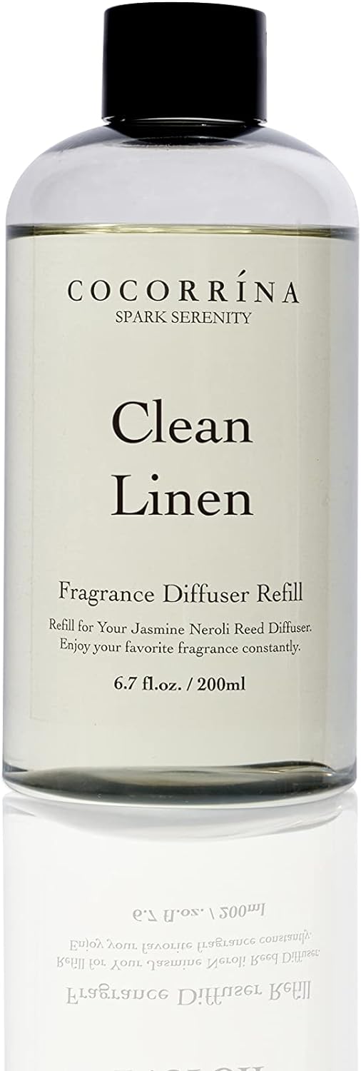 COCORRÍNA Reed Diffuser Set, Clean Linen Scented Diffuser with Sticks Home Fragrance Reed Diffuser for Bathroom Shelf Decor